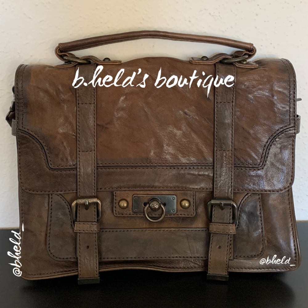 Frye Cameron Leather Satchel in Taupe Antique Pull Up (Brown) Excellent EUC